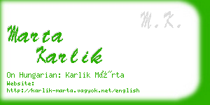 marta karlik business card